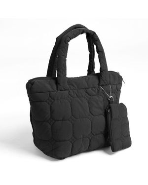 Fashnzfab Quilted Padded Hand Bag - Black