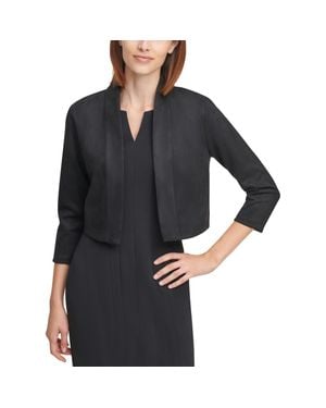 Calvin Klein Solid Faux Suede Bolero - Black