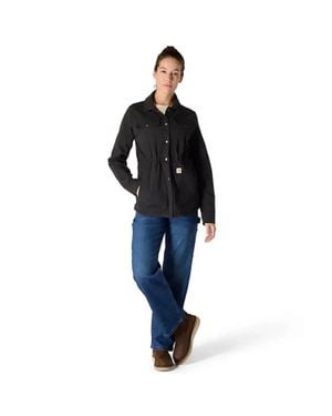 Carhartt Tencel Fiber Coat Droptail Hem Button Front Posh070 - Black