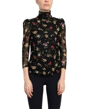 Catherine Malandrino Turtleneck 3/4 Sleeve Top - Black