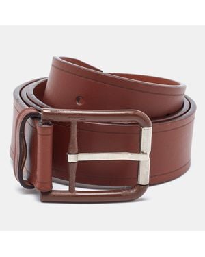 Ferragamo Leather Buckle Belt - Brown