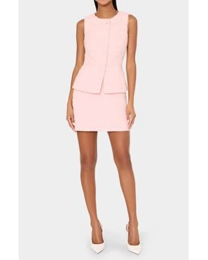 MILLY Bryn Sleeveless Tweed Top - Pink
