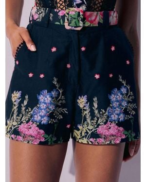 Charo Ruiz Pansy Floral Shorts - Blue