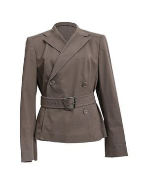 Akris Belted Double-Breasted Blazer - Gray