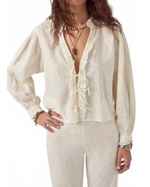 MAISON HOTEL Irene Lace Ruffle Blouse - Natural