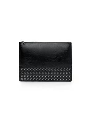 Aili's Corner Cross Studded Faux Leather Clutch - Black