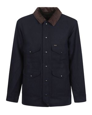 Filson Structured Jacket With Flap Pockets And Contrasting Collar - Blue