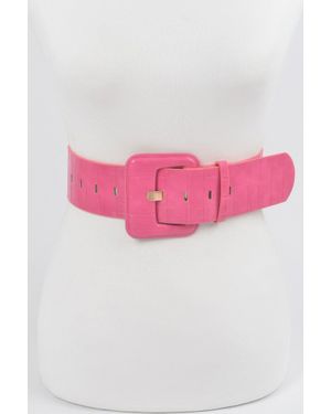 Fashnzfab Faux Croc Leather Waist Belt - Pink