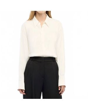 Another Tomorrow Bias Button Side Shirt - White