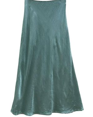 Lowie Italian Satin Bias Cut Midi Skirt - Green