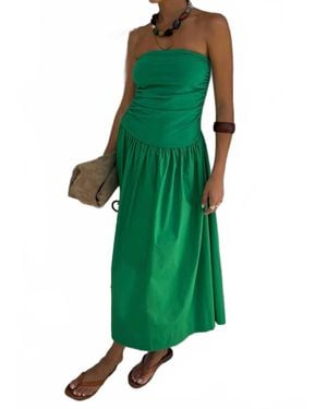 Never Fully Dressed Lola Off-Shoulder Midi Dress - Green