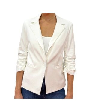 Drew Serena Ruched Sleeves Blazer - White