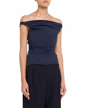 Jonathan Simkhai Maisel Cotton Draped Top - Blue
