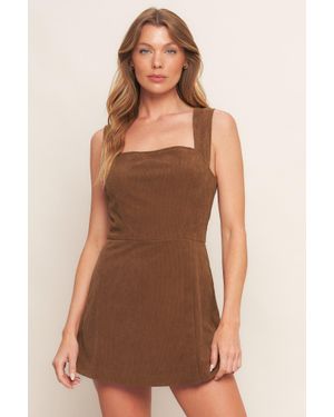 TRUEDAMES Code Corduroy Romper - Brown