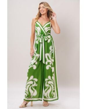 TRUEDAMES Palazzo Muse Woven Jumpsuit - Green
