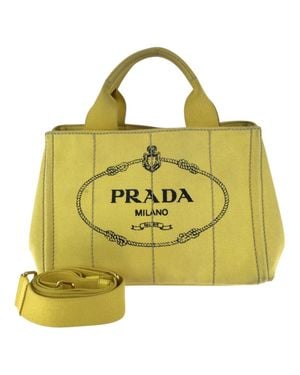 Prada Canapa Canvas 2Way Tote Bag - Yellow