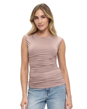 Ariella Sleeveless Ruched Top - Gray