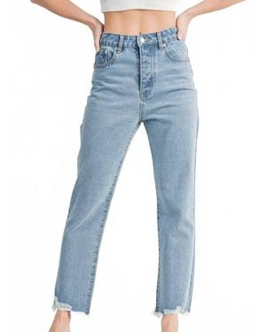 Bluivy High Rise Straight Leg Jeans - Blue