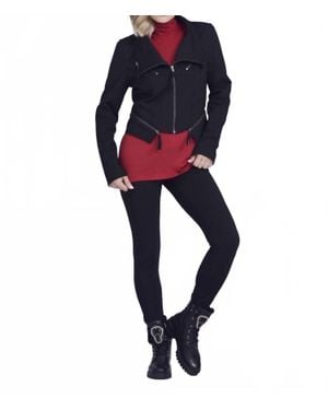 Paula Ryan Roma Zip Up Biker Jacket - Blue