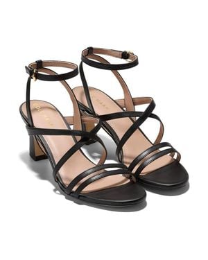 Cole Haan Addie Sandals Leather Round Toe Ankle Strap Khd1466 - Black