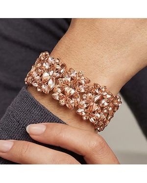 Fashnzfab Marquise Floral Oval Crystal Cluster Stretch Evening Bracelet - Multicolor