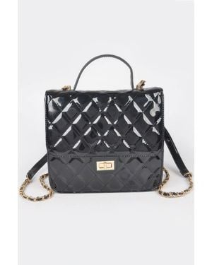 Fashnzfab Quilted Enamel Backpack - Black