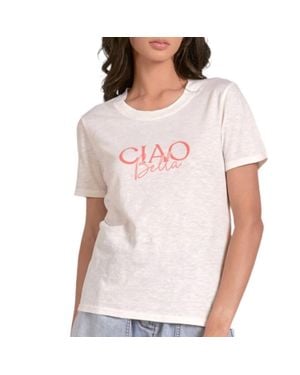Elan Ciao Bella Scoop Neck Tee Shirt - White