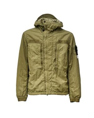 Stone Island Short Nylon-Tc Parka With Padded Hood - Green