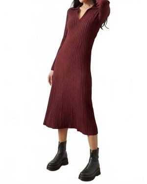 Lilla P Long Sleeve Henley Dress - Red
