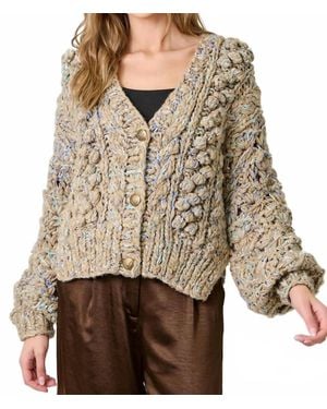 Mystree Flecked Chunky Cardigan - Brown