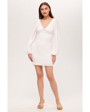 Trina Turk Lalita Long-Sleeve Tie-Front Dress - White
