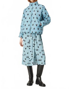 Compañía Fantástica Penguin Print Quilted Bomber Jacket - Blue