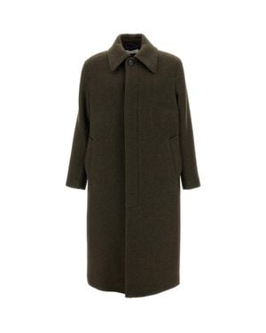 sunflower Long Brushed Wool Pointed Collar Coat - Black