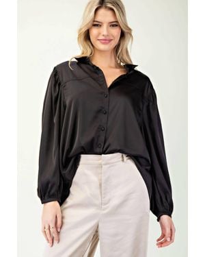 Eesome Long Sleeve Blouse - Black