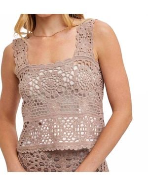 Bluivy Alanis Crochet Square Neck Tank Top - Natural