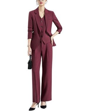 Linda Charm 2Pc Blazer & Pant Set - Red