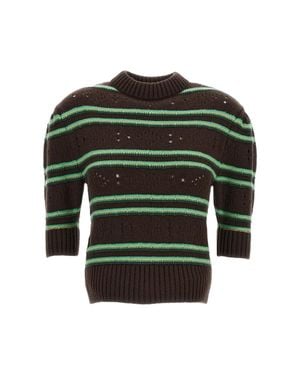 Marni Cashmere Crafted Striped Sweater - Green