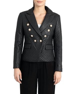Love Token Tess Faux Leather Blazer - Black