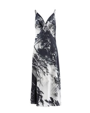 Saiid Kobeisy Vibrant Printed Midi Dress With Flattering V Neckline - Blue