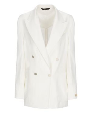 Briglia 1949 Blanchette Double-Breasted Wool Blazer - White