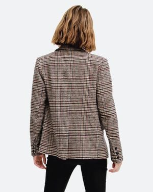 Belle & Bloom Piccadilly Wool Blend Plaid Blazer - Brown