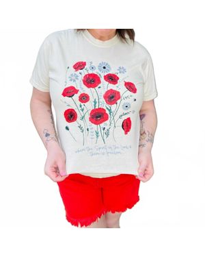 Scripted Pearl There Is Freedom Patriotic T-Shirt - Red