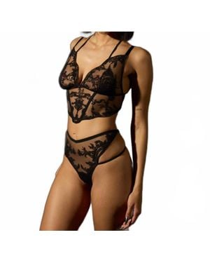 Thistle & Spire Magdalene Embroidered Thong - Black
