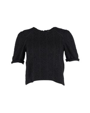 Maje Sparkly Cropped Short-Sleeve Top - Black