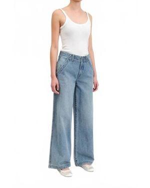 DAZE The Kickback High Rise Palazzo Jeans - Blue