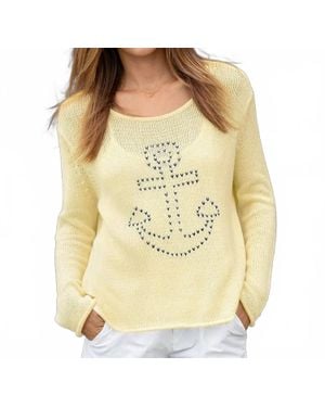 Wooden Ships Stitched Anchor Crew Sweater - Yellow