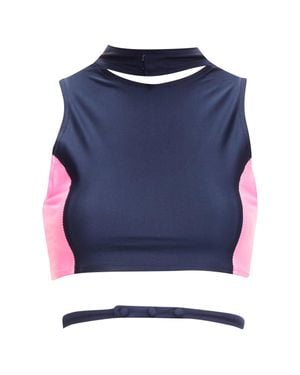 Ambush Paneled Logo Back Waist Tie Cropped Sports Top - Blue