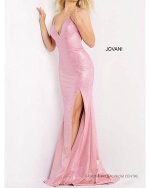 Jovani Plunging Neckline Gown - Pink
