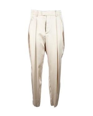 Berwich Cropped Pants With Fluid Drape And Tailored Silhouette - Natural