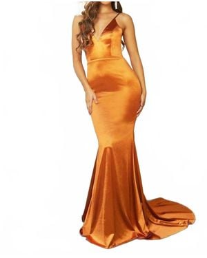 Portia and Scarlett Long Formal Prom Dress - Orange